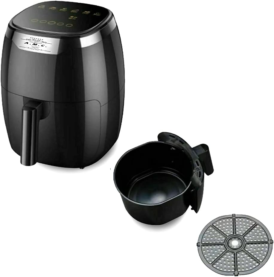 AMC Friggitrice ad aria calda elettrica da 8 Litri, Friggitrice aria Senza Olio con Touch Screen LCD, fornetto elettrico da 1500W con 6 metodi di cottura, Cestino Staccabile, Senza BPA,8L,1500 W