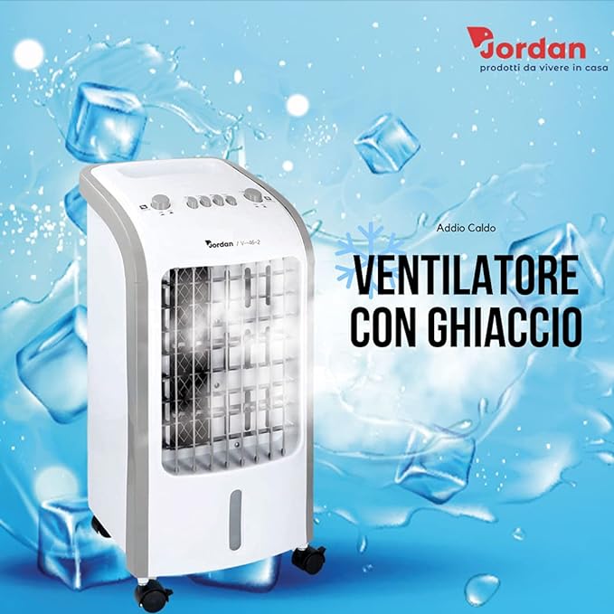 Ventilatore Multifunzione 3 in 1 Jordan Raffrescatore Deumidificatore Ventilatore con Ghiaccio, Climatizzatore Condizionatore Rinfrescante, Portatile