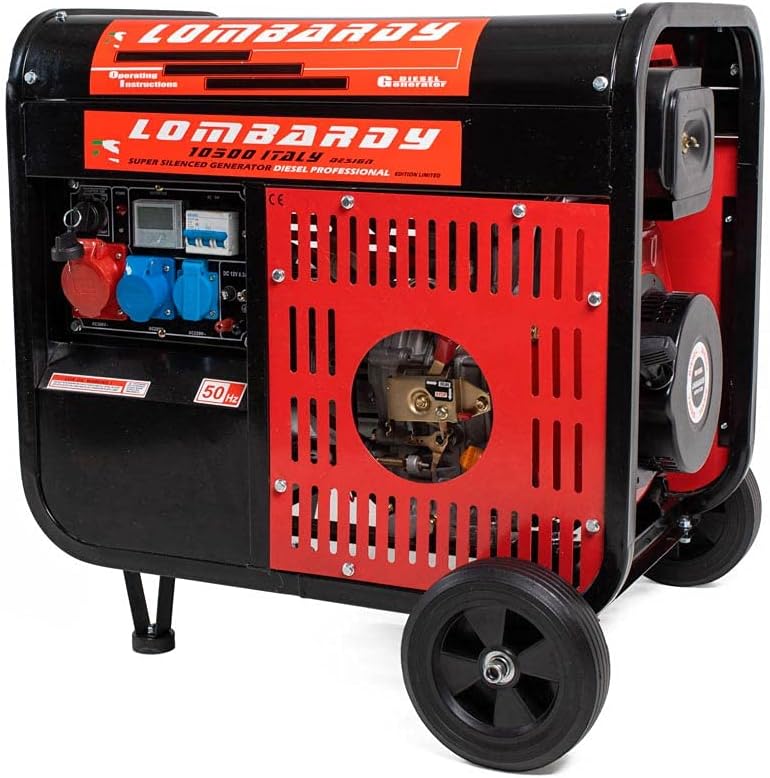 AMC Generatore di corrente 5,5 kw motore a benzina da 5,5 Cv 2100W di potenza massima monofase 2 collegamenti 230 V e 1 380 V motore 4 tempi, 20 Litri, interruttore sovraccarico, fusibile livello olio